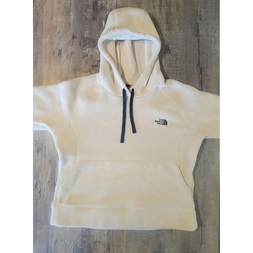 The North Face Jacket Womens Large White Campshire Sherpa Fleece Pullover Hoodie